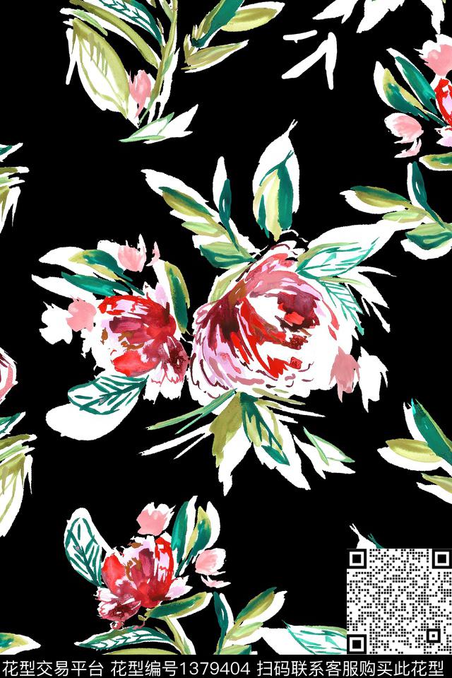 抽象花卉花卉大牌风数码印花华亿平台下载（图片编号: 1379404） - 瓦栏（Walan）