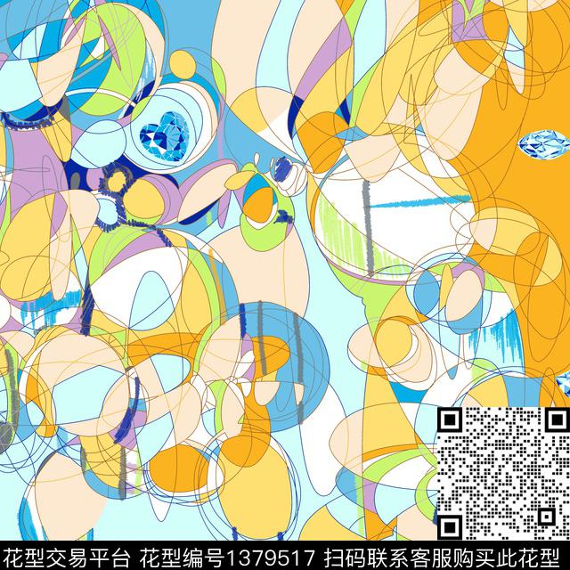 时尚几何抽象数码印花华亿平台下载（图片编号: 1379517） - 瓦栏（Walan）