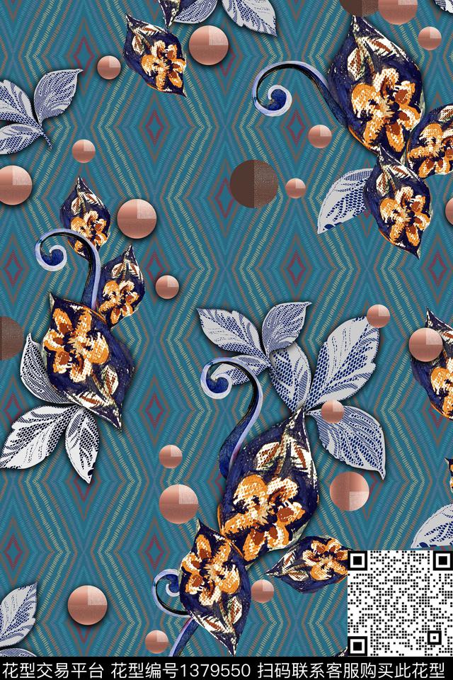包金中老年叶子花卉传统印花华亿平台下载（图片编号: 1379550） - 瓦栏（Walan）