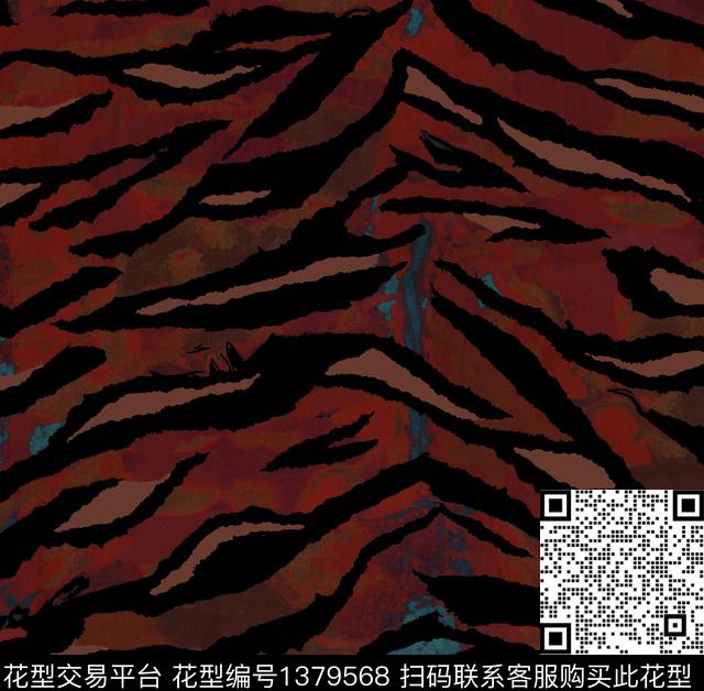抽象花卉豹纹条纹数码印花华亿平台下载（图片编号: 1379568） - 瓦栏（Walan）