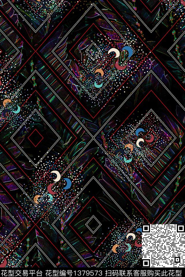 格子雕印华亿平台抽象数码印花华亿平台下载（图片编号: 1379573） - 瓦栏（Walan）