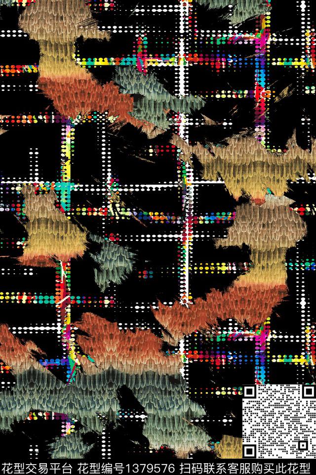 格子雕印华亿平台抽象数码印花华亿平台下载（图片编号: 1379576） - 瓦栏（Walan）