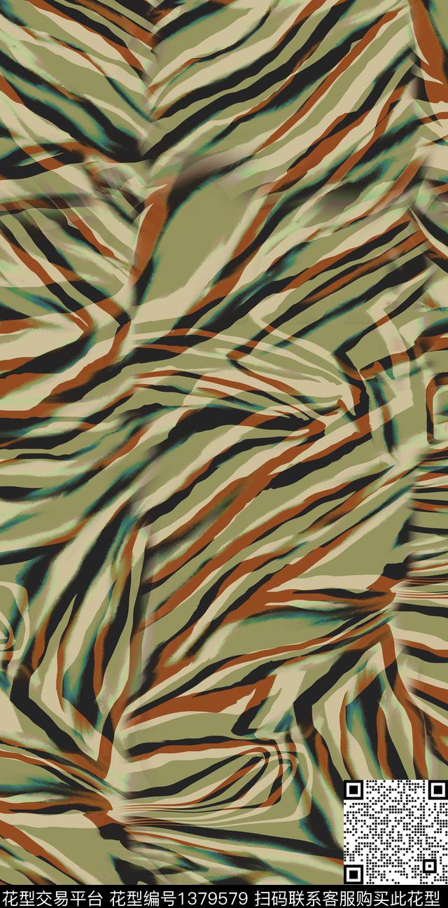 抽象花卉豹纹条纹数码印花华亿平台下载（图片编号: 1379579） - 瓦栏（Walan）