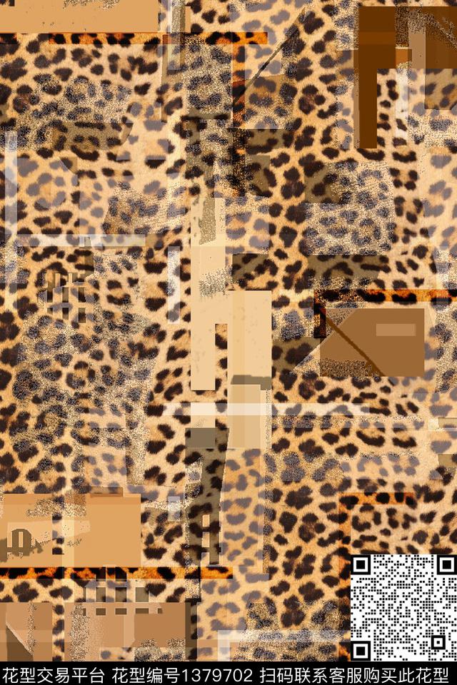 几何格子动物纹数码印花华亿平台下载（图片编号: 1379702） - 瓦栏（Walan）