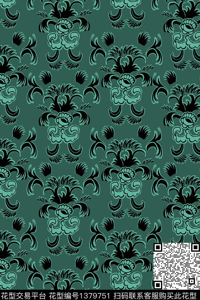 雕印华亿平台素雅旗袍传统印花华亿平台下载（图片编号: 1379751） - 瓦栏（Walan）