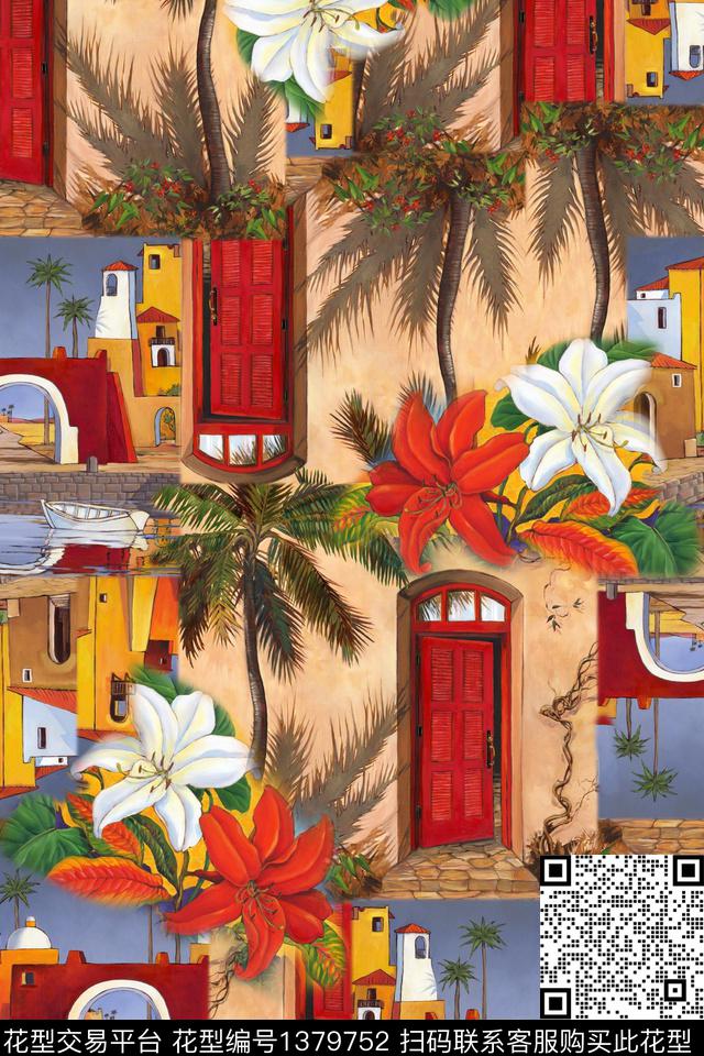 花卉宫廷风数码印花华亿平台下载（图片编号: 1379752） - 瓦栏（Walan）