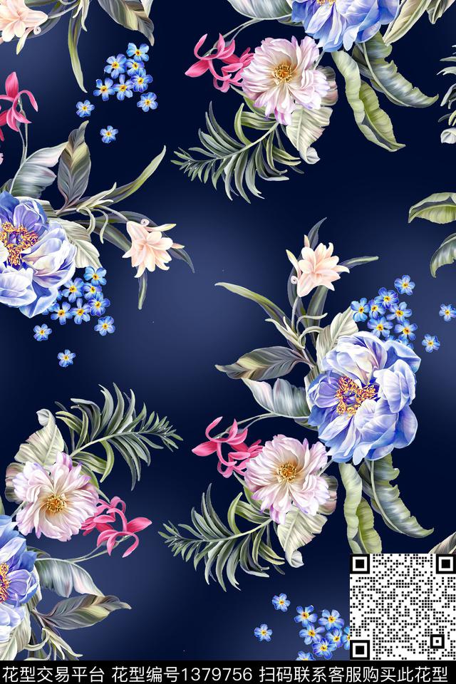 绿植树叶花卉大牌风数码印花华亿平台下载（图片编号: 1379756） - 瓦栏（Walan）