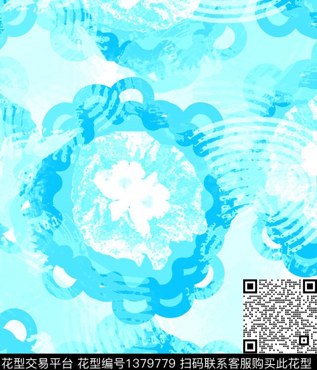 几何花卉抽象数码印花华亿平台下载（图片编号: 1379779） - 瓦栏（Walan）