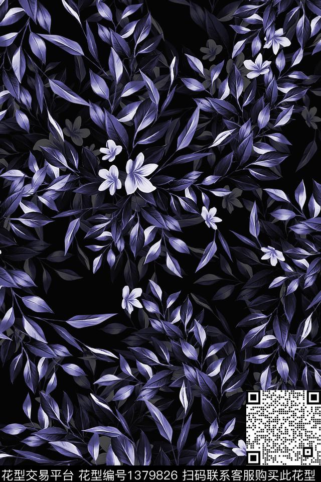 花卉大牌风抽象数码印花华亿平台下载（图片编号: 1379826） - 瓦栏（Walan）