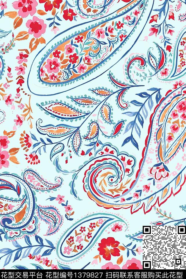 民族风佩斯利大牌风数码印花华亿平台下载（图片编号: 1379827） - 瓦栏（Walan）