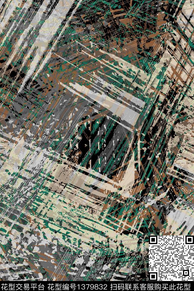 几何大牌风抽象数码印花华亿平台下载（图片编号: 1379832） - 瓦栏（Walan）