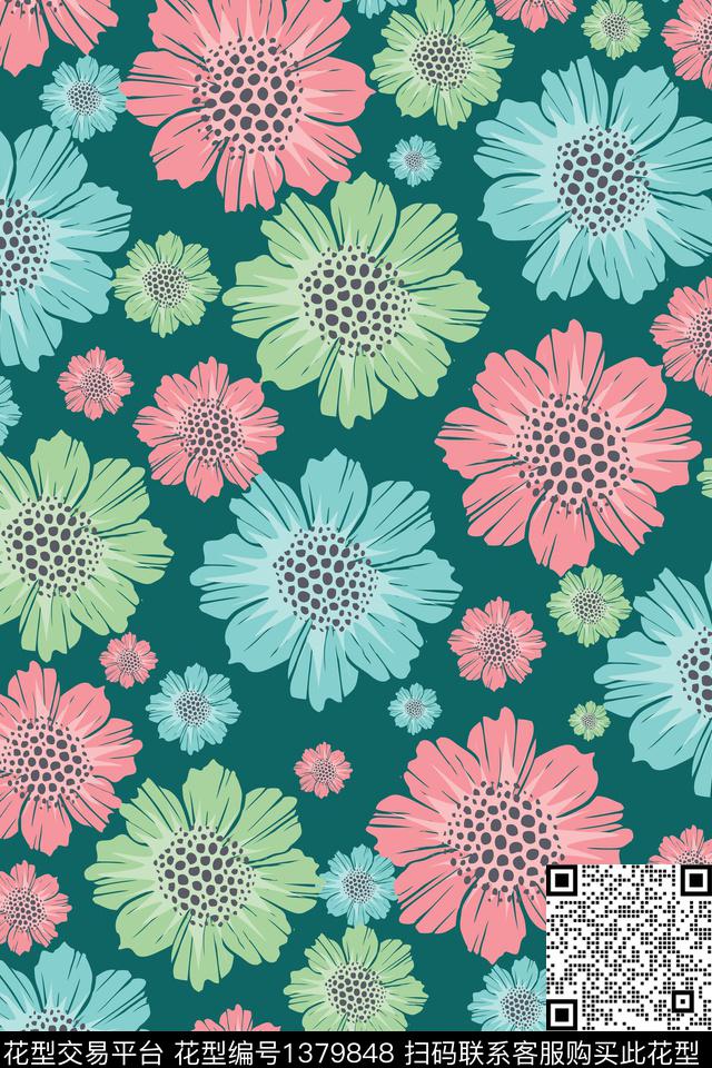 花卉花瓣大牌风数码印花华亿平台下载（图片编号: 1379848） - 瓦栏（Walan）