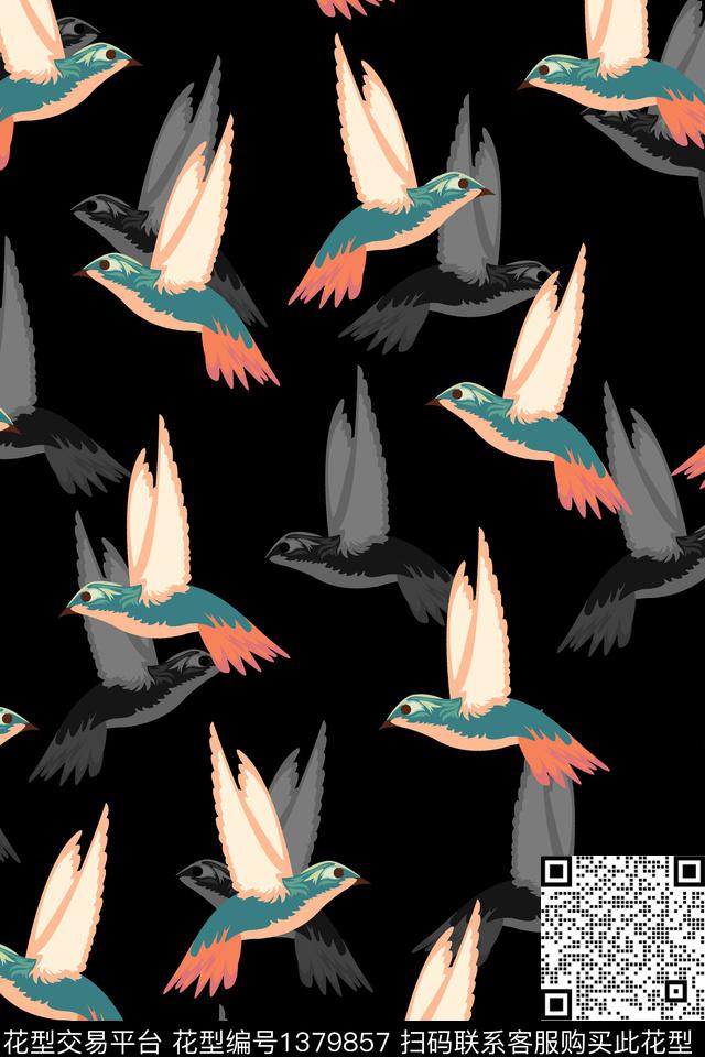 鸟花卉春夏华亿平台数码印花华亿平台下载（图片编号: 1379857） - 瓦栏（Walan）