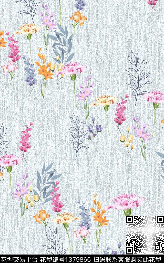 鲜花肌理花卉传统印花华亿平台下载（图片编号: 1379866） - 瓦栏（Walan）