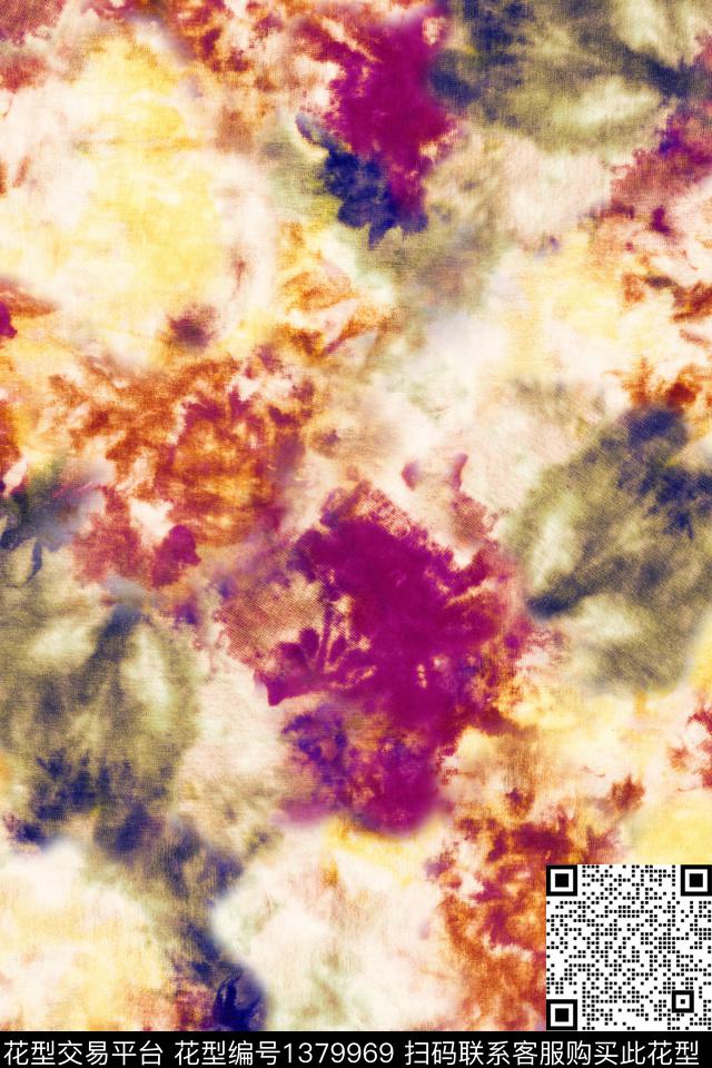 水彩扎染华亿平台大牌风数码印花华亿平台下载（图片编号: 1379969） - 瓦栏（Walan）