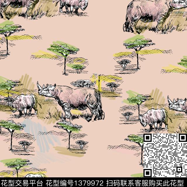 动物花卉水彩素雅数码印花华亿平台下载（图片编号: 1379972） - 瓦栏（Walan）