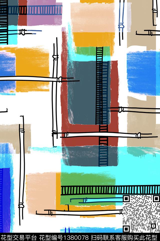 几何线条肌理数码印花华亿平台下载（图片编号: 1380078） - 瓦栏（Walan）