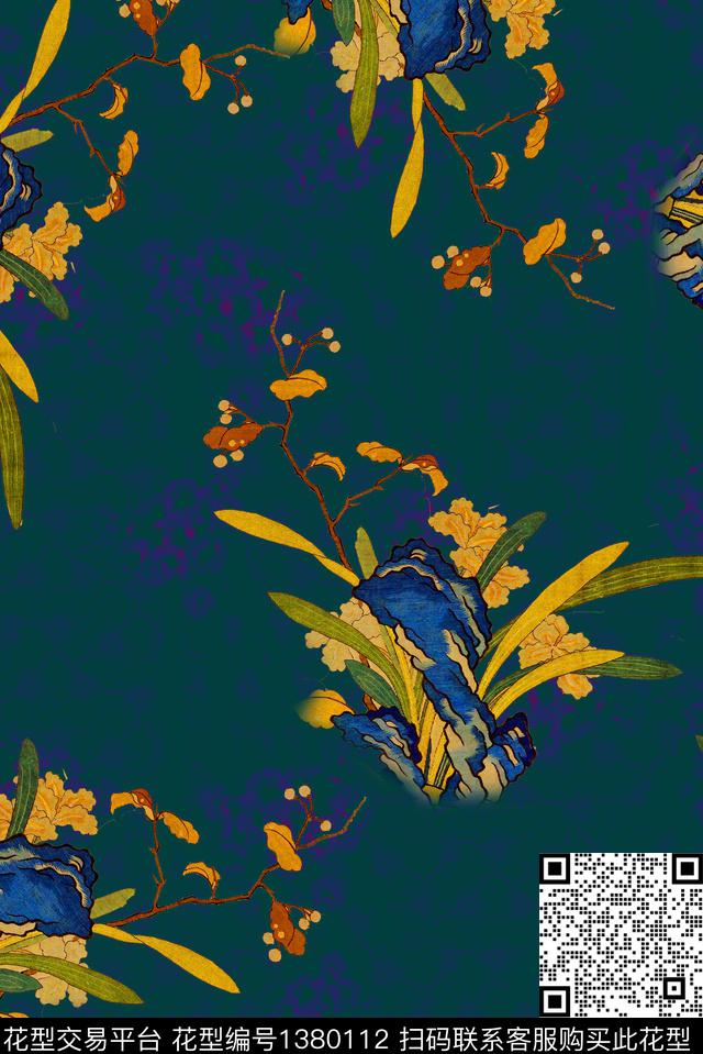 花卉旗袍真丝数码印花华亿平台下载（图片编号: 1380112） - 瓦栏（Walan）