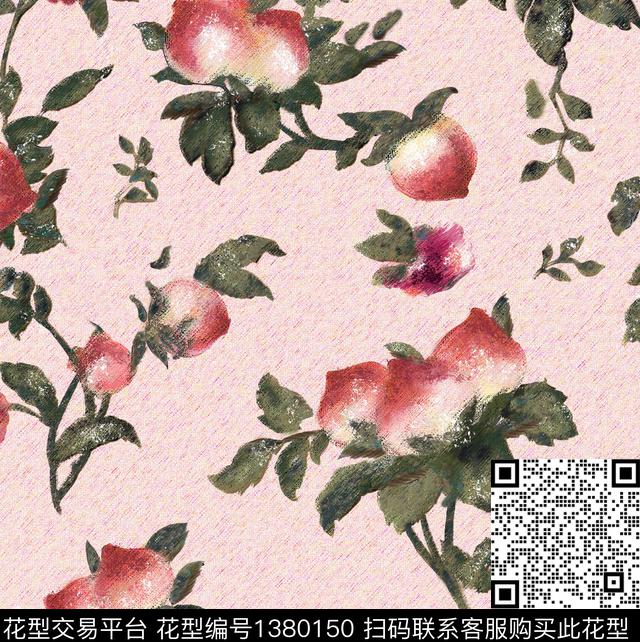 女装水果桃子绿植树叶数码印花华亿平台下载（图片编号: 1380150） - 瓦栏（Walan）