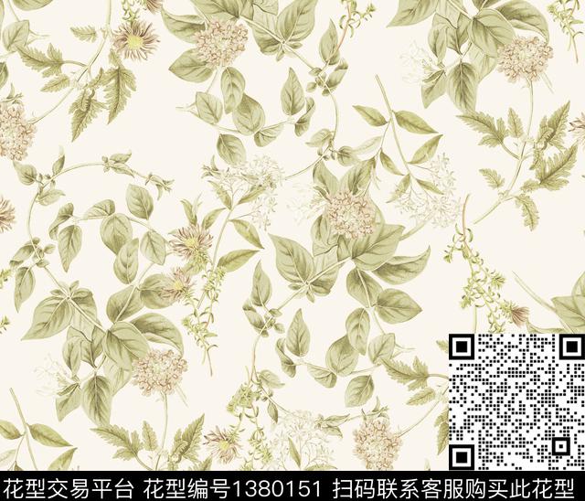 女装绿植树叶数码印花华亿平台下载（图片编号: 1380151） - 瓦栏（Walan）