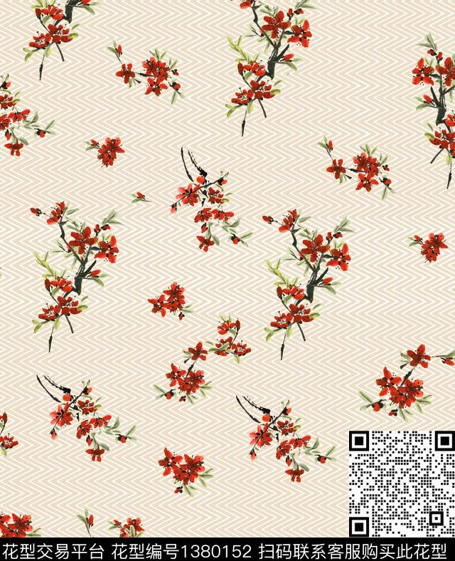 几何女装绿植树叶数码印花华亿平台下载（图片编号: 1380152） - 瓦栏（Walan）