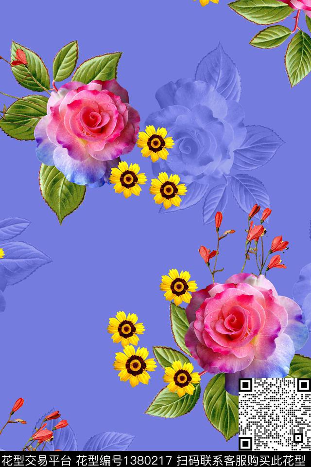 花卉数码印花华亿平台下载（图片编号: 1380217） - 瓦栏（Walan）