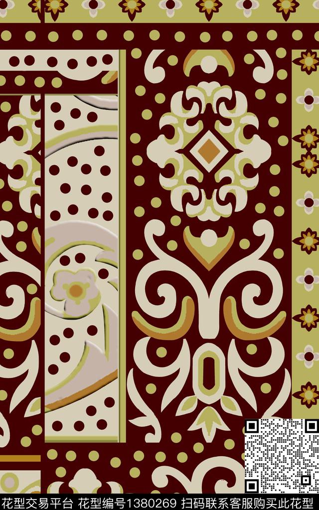 民族风满版散花大牌风传统印花华亿平台下载（图片编号: 1380269） - 瓦栏（Walan）