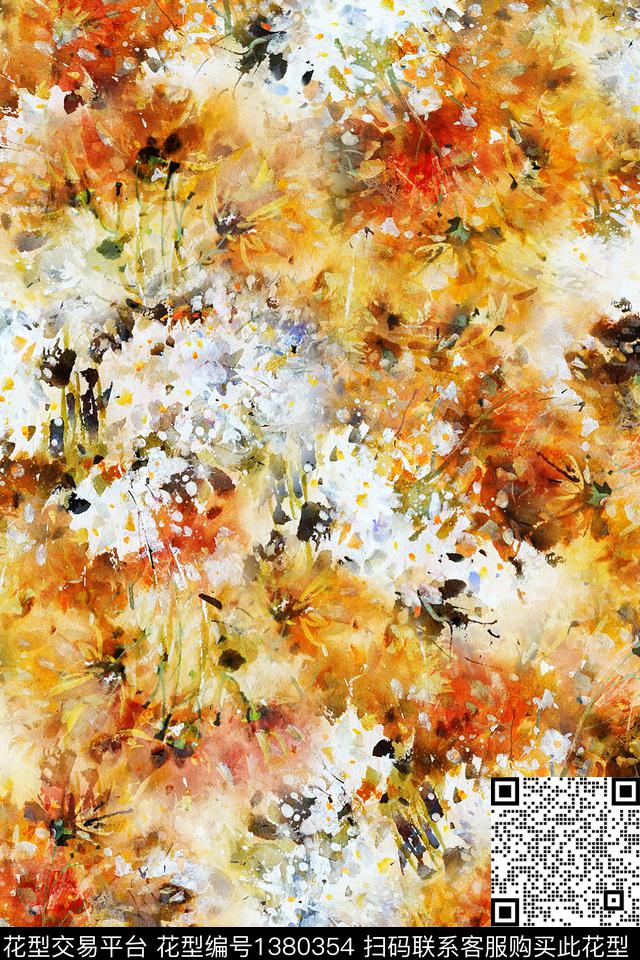 肌理扎染华亿平台花卉数码印花华亿平台下载（图片编号: 1380354） - 瓦栏（Walan）