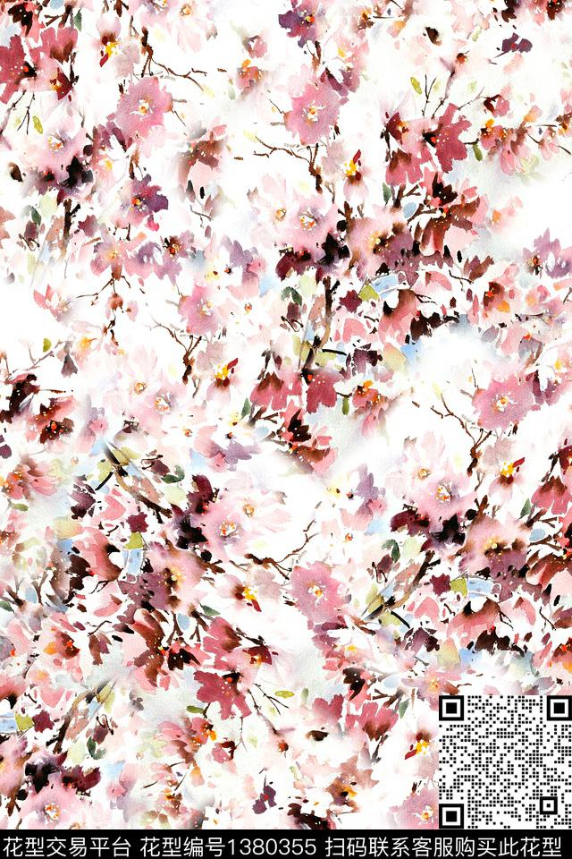 肌理花卉大牌风数码印花华亿平台下载（图片编号: 1380355） - 瓦栏（Walan）