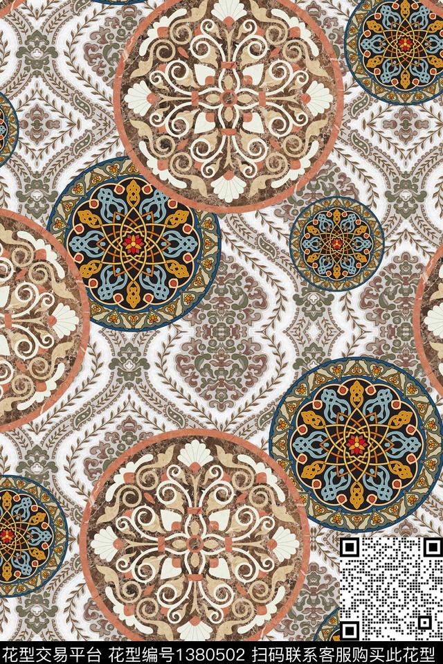 佩斯利曼陀罗洋阳---民族风数码印花华亿平台下载（图片编号: 1380502） - 瓦栏（Walan）