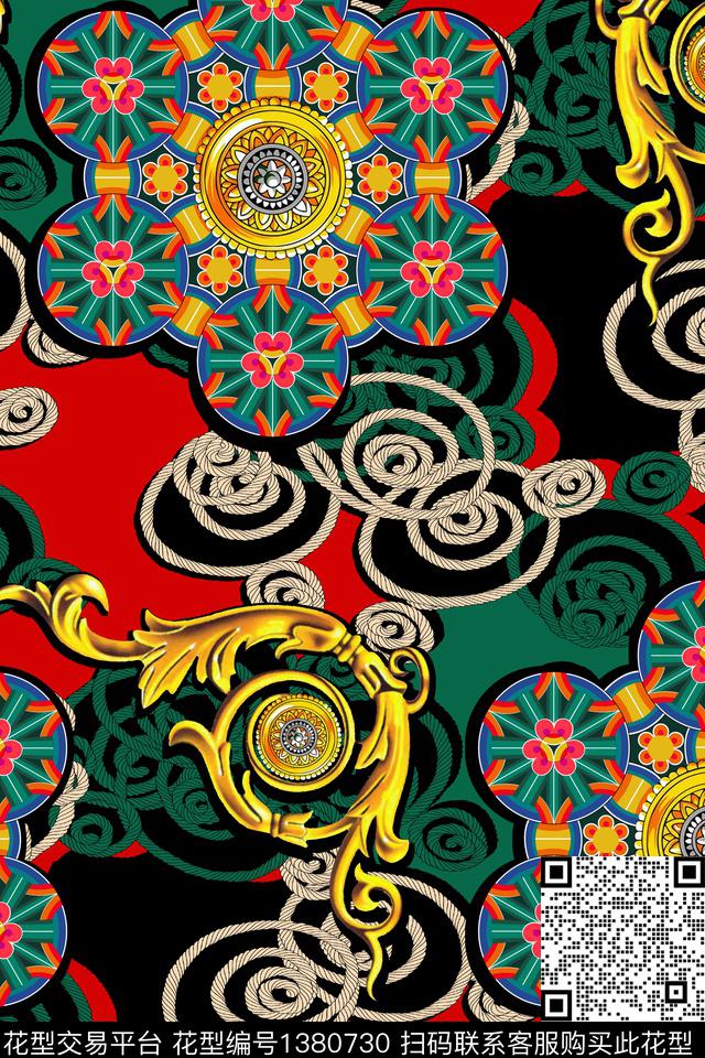 民族风大牌风曼荼罗数码印花华亿平台下载（图片编号: 1380730） - 瓦栏（Walan）