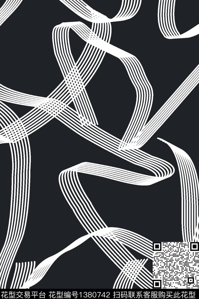 线条大牌风抽象数码印花华亿平台下载（图片编号: 1380742） - 瓦栏（Walan）