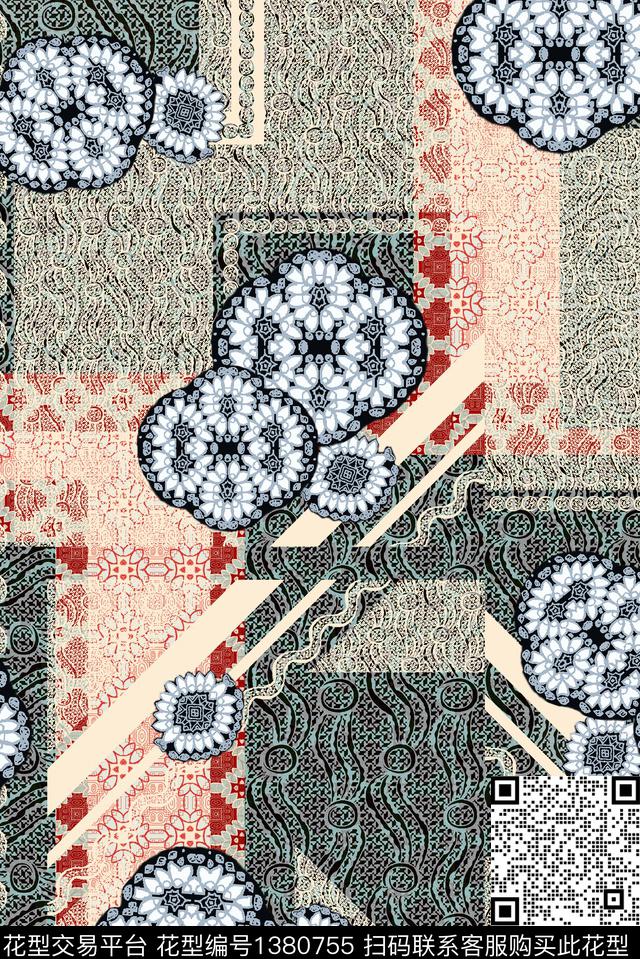 几何女装民族风数码印花华亿平台下载（图片编号: 1380755） - 瓦栏（Walan）