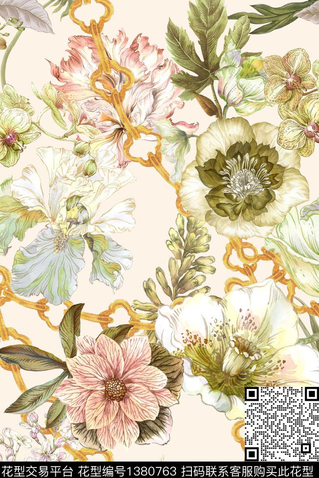 链条春夏华亿平台真丝数码印花华亿平台下载（图片编号: 1380763） - 瓦栏（Walan）