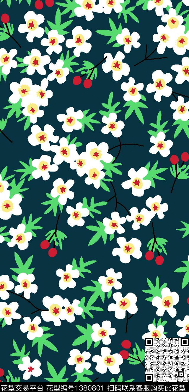 花卉矢量小碎花数码印花华亿平台下载（图片编号: 1380801） - 瓦栏（Walan）