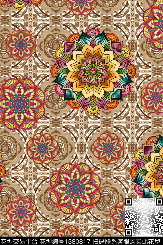 佩斯利曼陀罗洋阳---民族风数码印花华亿平台下载（图片编号: 1380817） - 瓦栏（Walan）