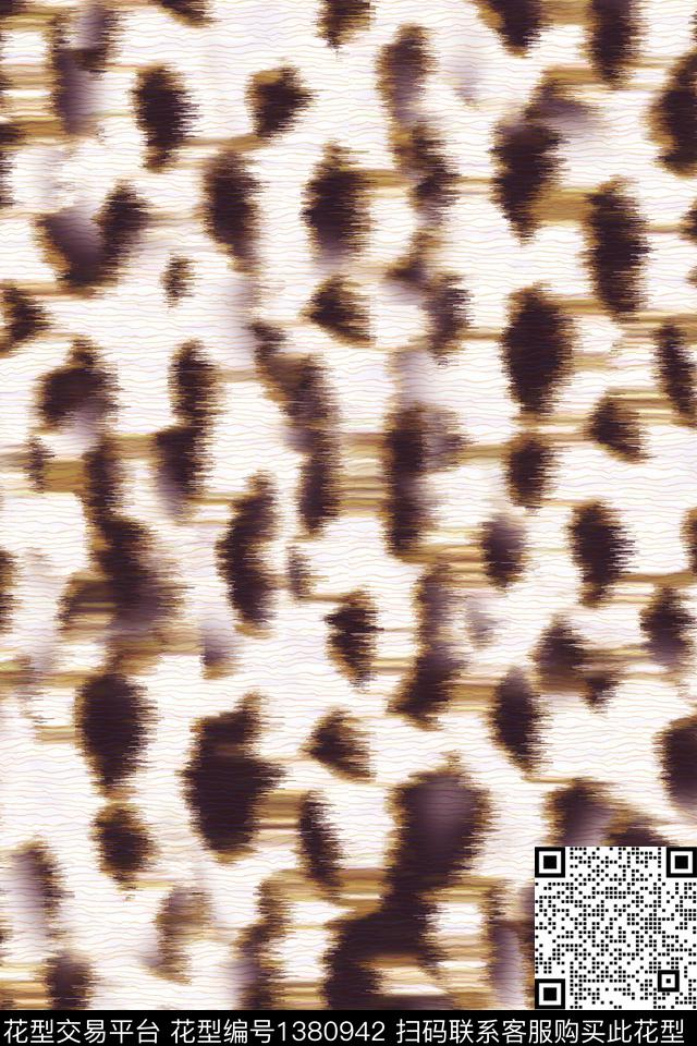 肌理豹纹抽象花卉数码印花华亿平台下载（图片编号: 1380942） - 瓦栏（Walan）