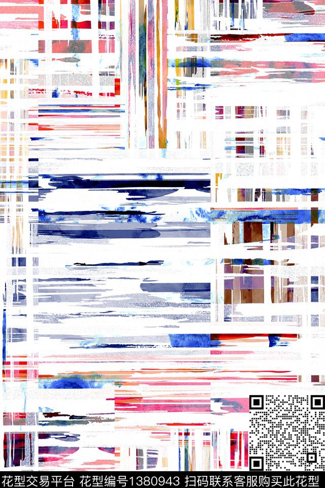 几何肌理水彩数码印花华亿平台下载（图片编号: 1380943） - 瓦栏（Walan）