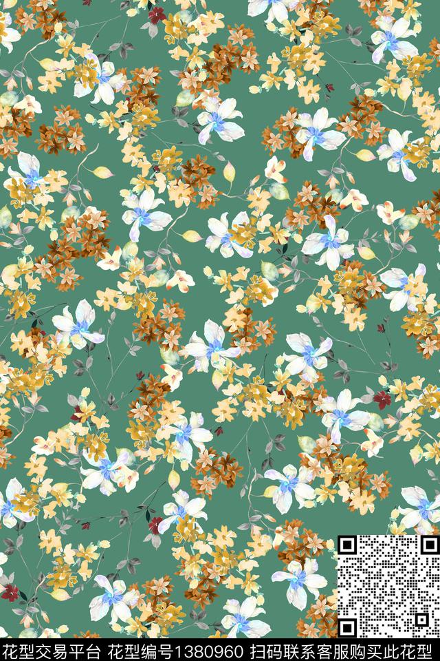 花卉大牌风小碎花数码印花华亿平台下载（图片编号: 1380960） - 瓦栏（Walan）