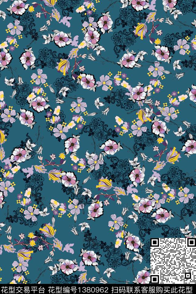 花卉大牌风小碎花数码印花华亿平台下载（图片编号: 1380962） - 瓦栏（Walan）