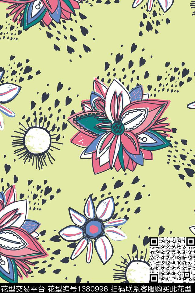 爱心花卉花瓣数码印花华亿平台下载（图片编号: 1380996） - 瓦栏（Walan）