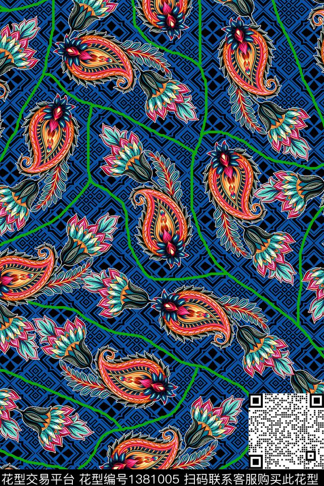 数码华亿平台民族风满版散花数码印花华亿平台下载（图片编号: 1381005） - 瓦栏（Walan）