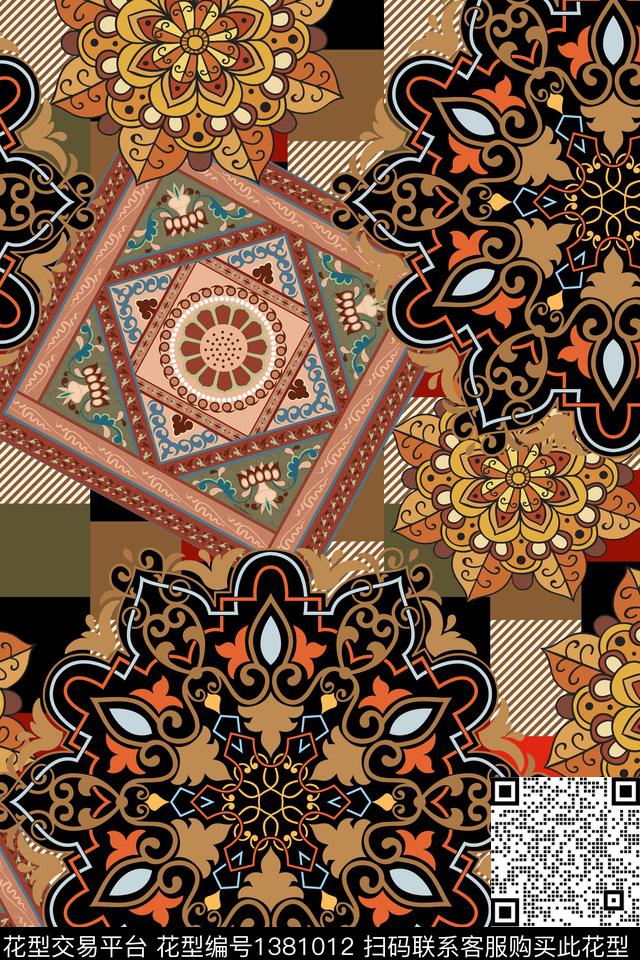 民族风大牌风曼荼罗数码印花华亿平台下载（图片编号: 1381012） - 瓦栏（Walan）