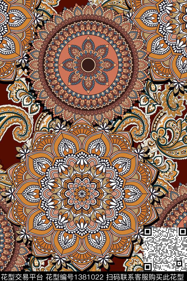 民族风大牌风曼荼罗数码印花华亿平台下载（图片编号: 1381022） - 瓦栏（Walan）
