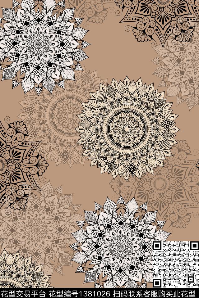 民族风曼荼罗神秘圆形传统印花华亿平台下载（图片编号: 1381026） - 瓦栏（Walan）