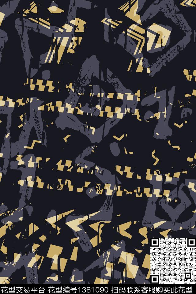 几何男装满版花抽象传统印花华亿平台下载（图片编号: 1381090） - 瓦栏（Walan）