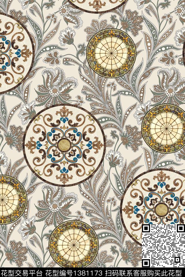欧洲曼陀罗洋阳---民族风数码印花华亿平台下载（图片编号: 1381173） - 瓦栏（Walan）