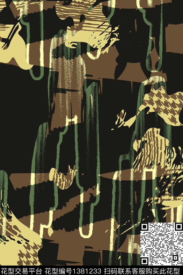 几何男装满版花迷彩传统印花华亿平台下载（图片编号: 1381233） - 瓦栏（Walan）