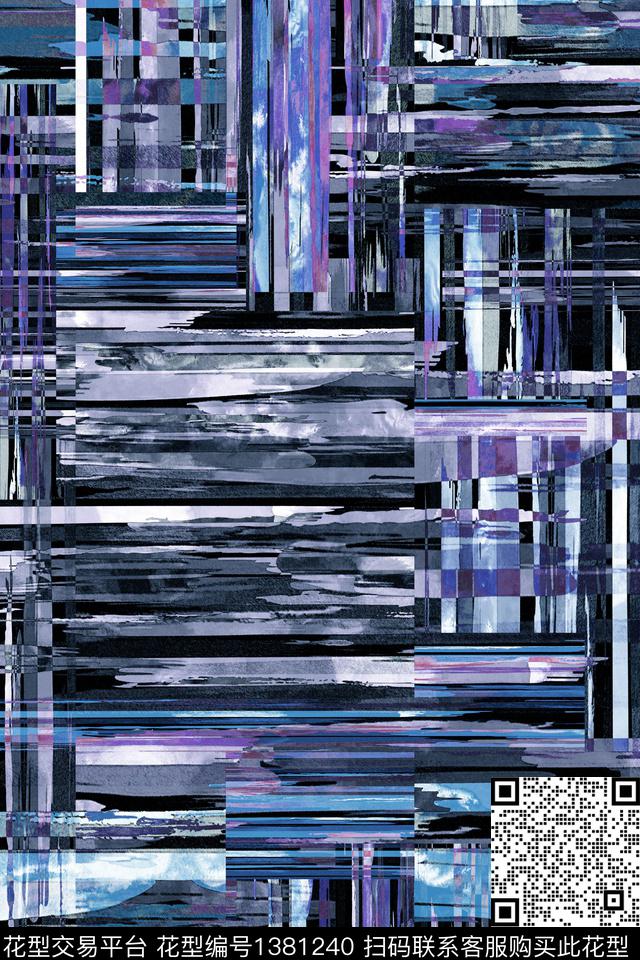 几何肌理格子数码印花华亿平台下载（图片编号: 1381240） - 瓦栏（Walan）