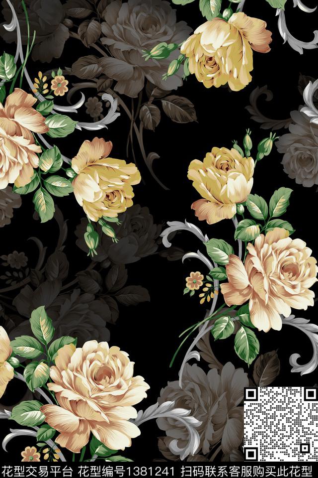 绿植树叶大牌风香云纱数码印花华亿平台下载（图片编号: 1381241） - 瓦栏（Walan）